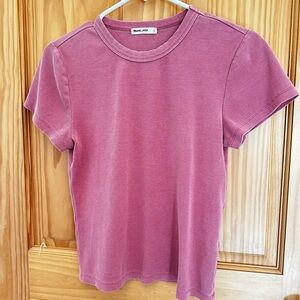 Marine Layer Lexi Rib Sun-in Crew Tee - Mauve/rose pink - L